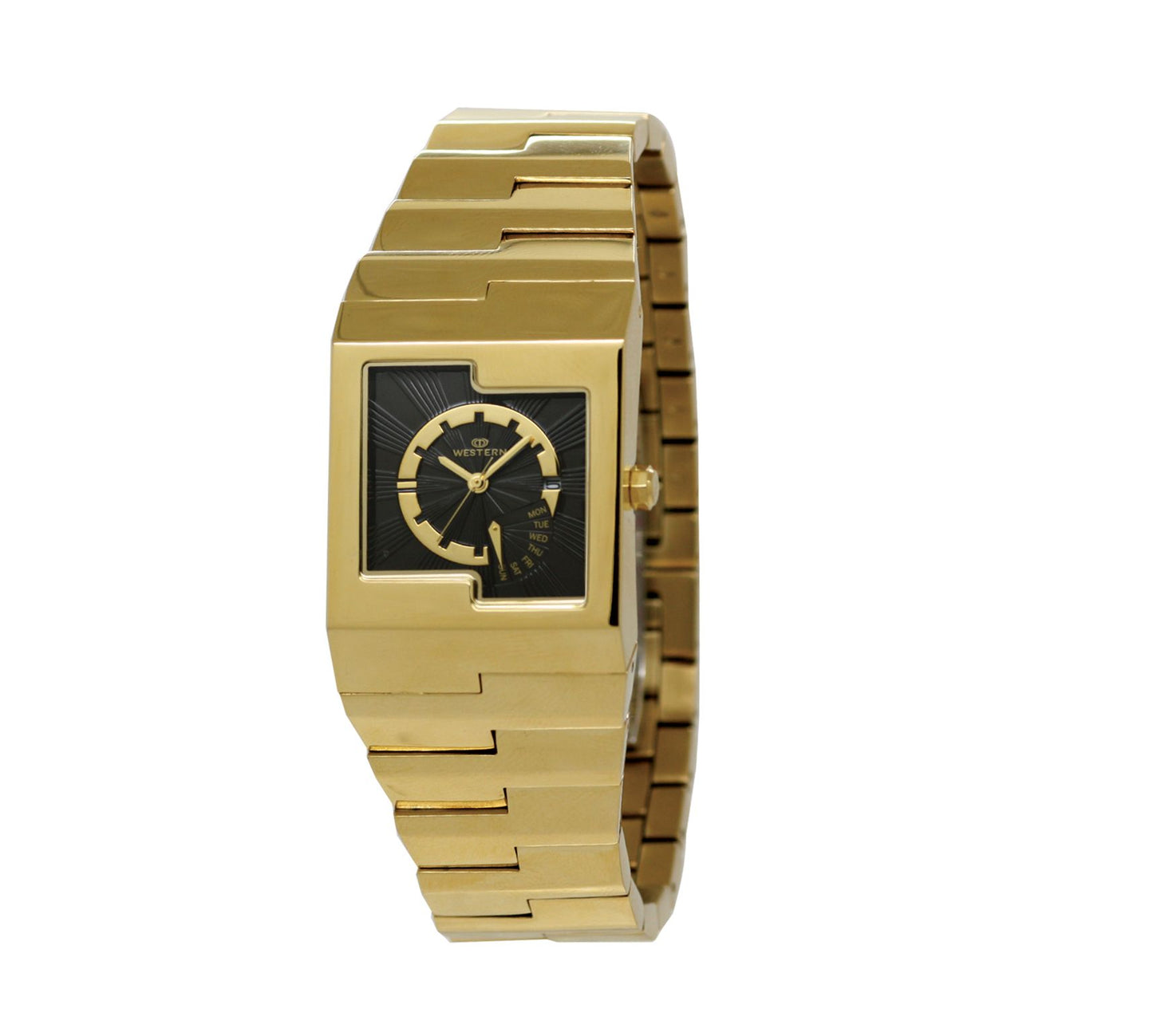 Luxury Gold-Plated Men’s Wristwatch with Black Dial – Elegant & Stylish