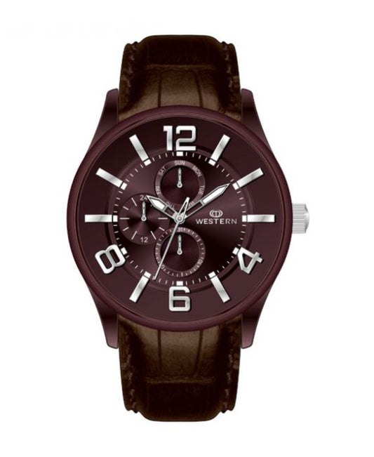 Men's Quartz Analogue Multifunction Leather Strap Watch Ajax Series