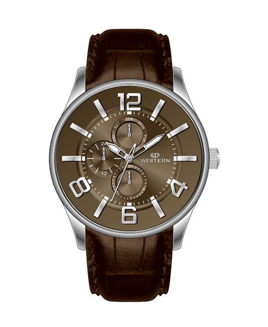 Men's Quartz Analogue Multifunction Leather Strap Watch Ajax Series