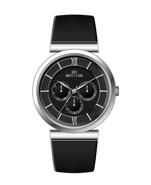 Men's Quartz Analogue Multifunction Leather Strap Watch