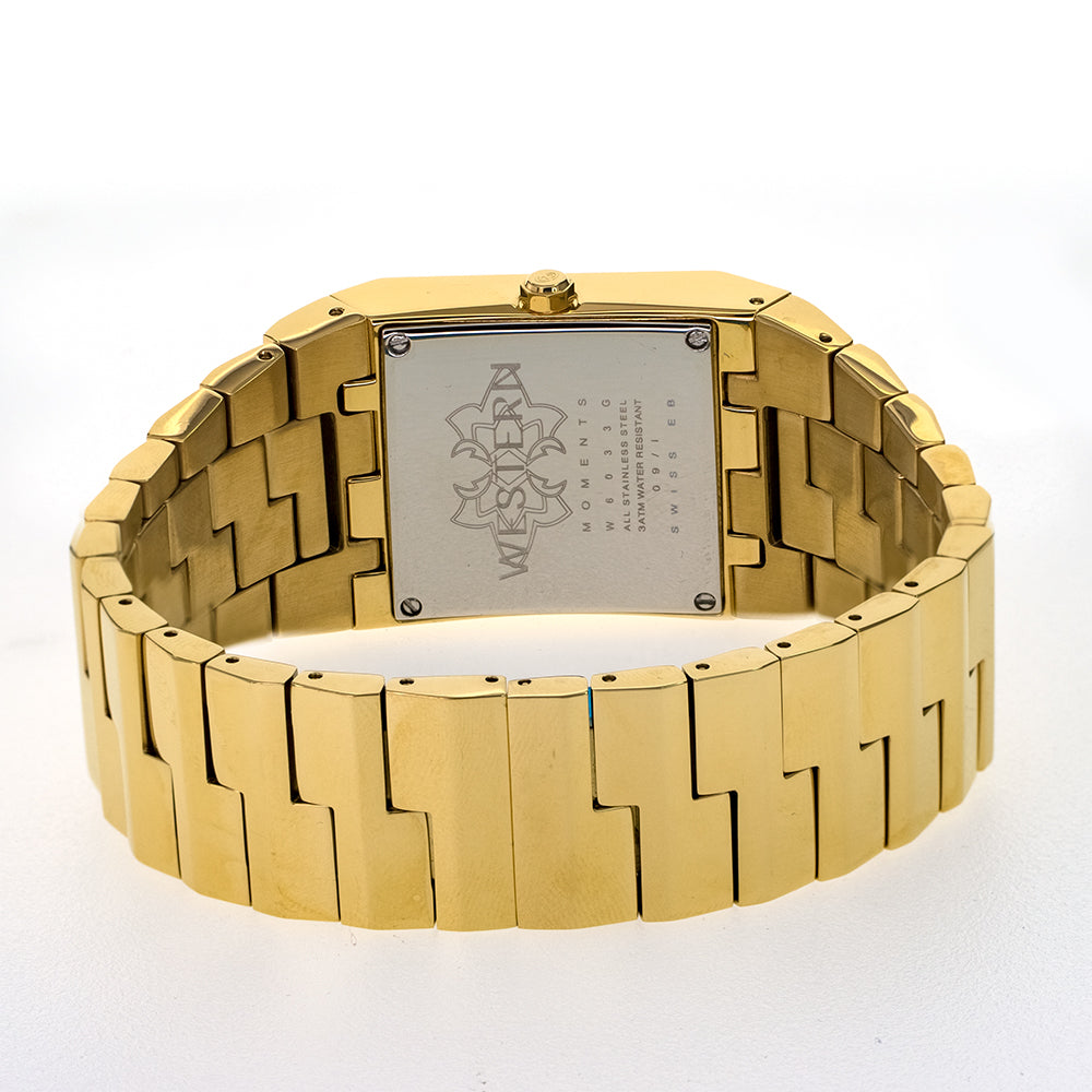 Luxury Gold-Plated Men’s Wristwatch with Black Dial – Elegant & Stylish