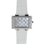 Men's Leather Strap Watch With Silver Dial & White Strap