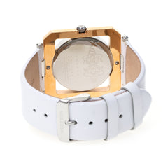 Elegant Quartz Analogue Ladies Watch with White Leather Strap