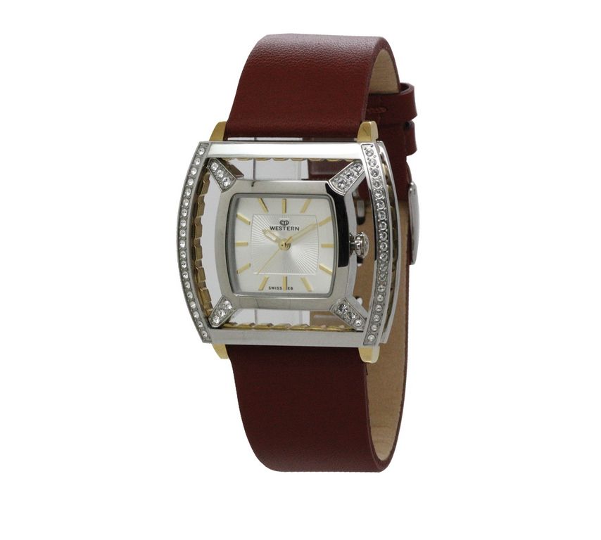 Quartz Analogue Leather Strap Ladies Watch with Silver Dial.