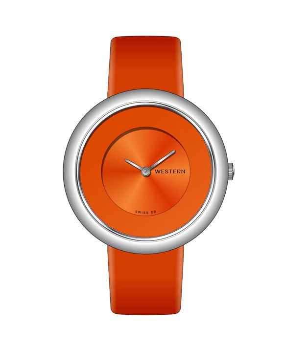 Ladies’ watch with an orange strap and dial.”