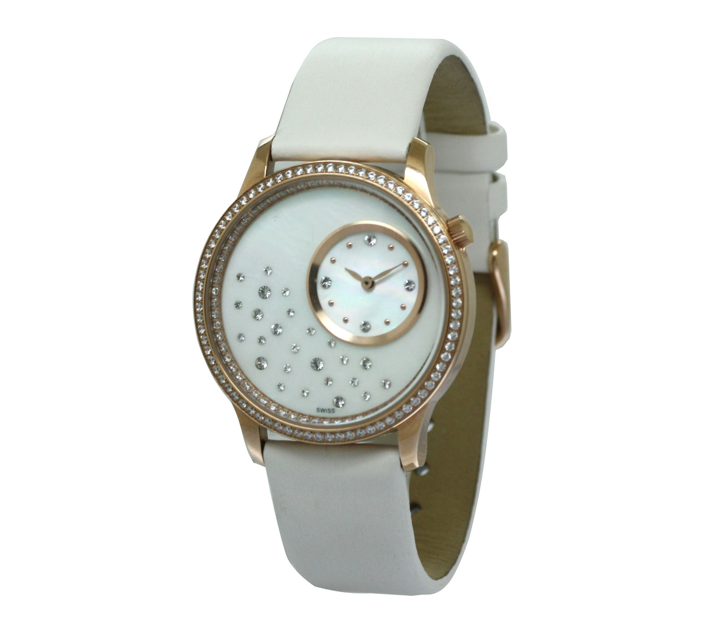 Elegant Women's Quartz Analogue Watch with White Dial and Leather Strap