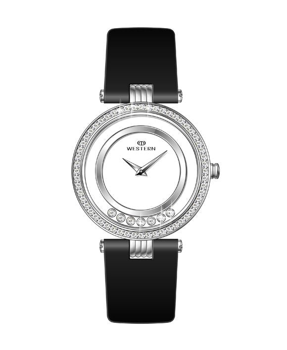 Luxurious Ladies' Strap Watch with Stone Accents