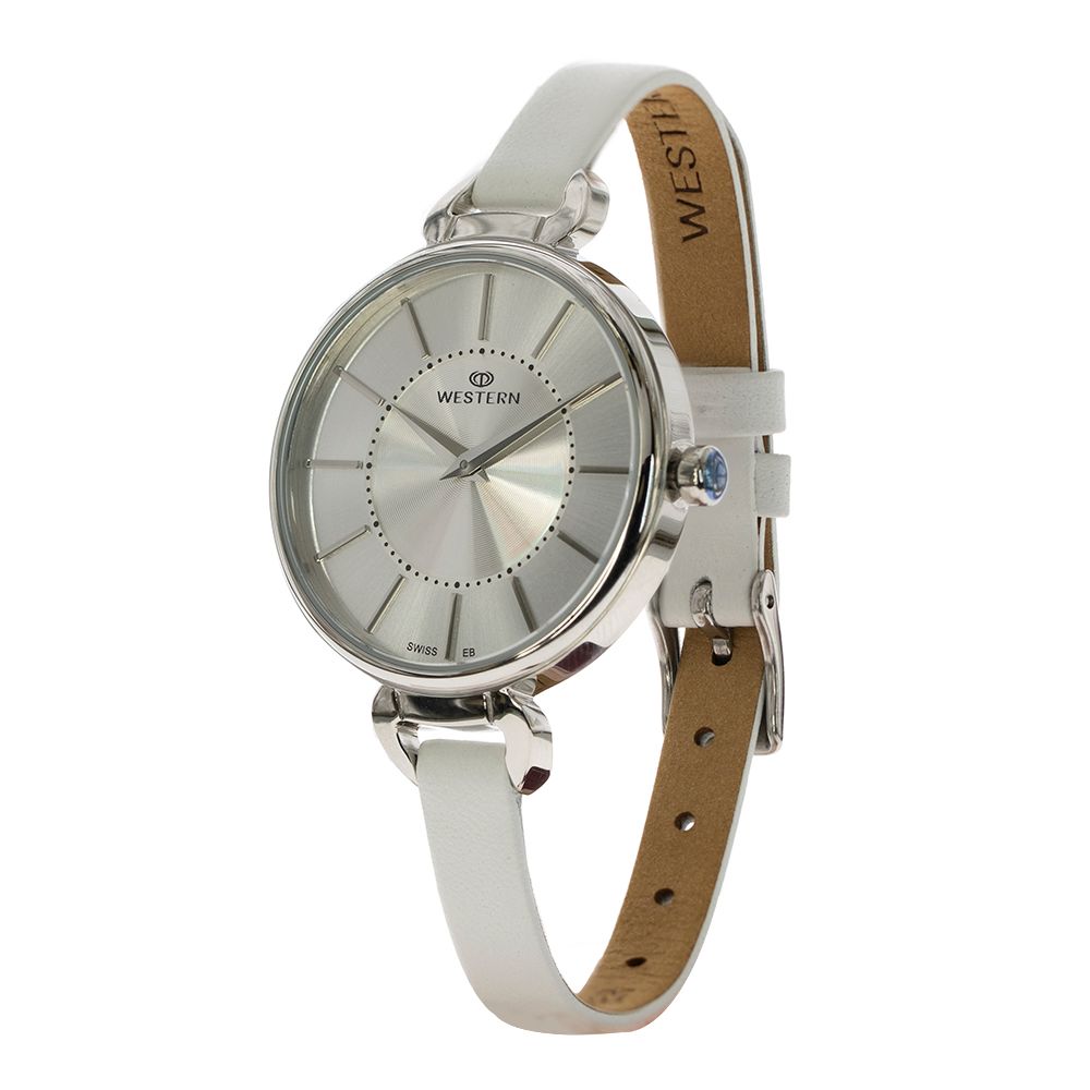 Elegant Quartz Analogue Ladies Watch | White Dial & Leather Strap