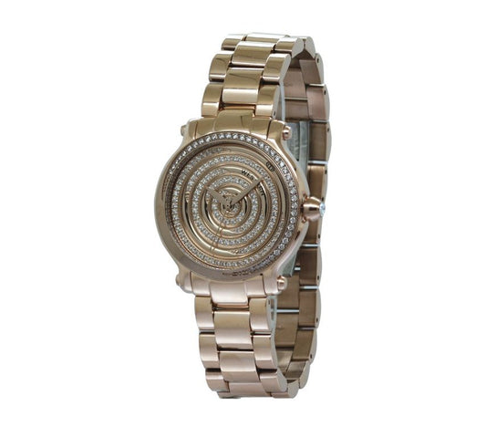 Women's quartz analogue watch with golden dial and bracelet