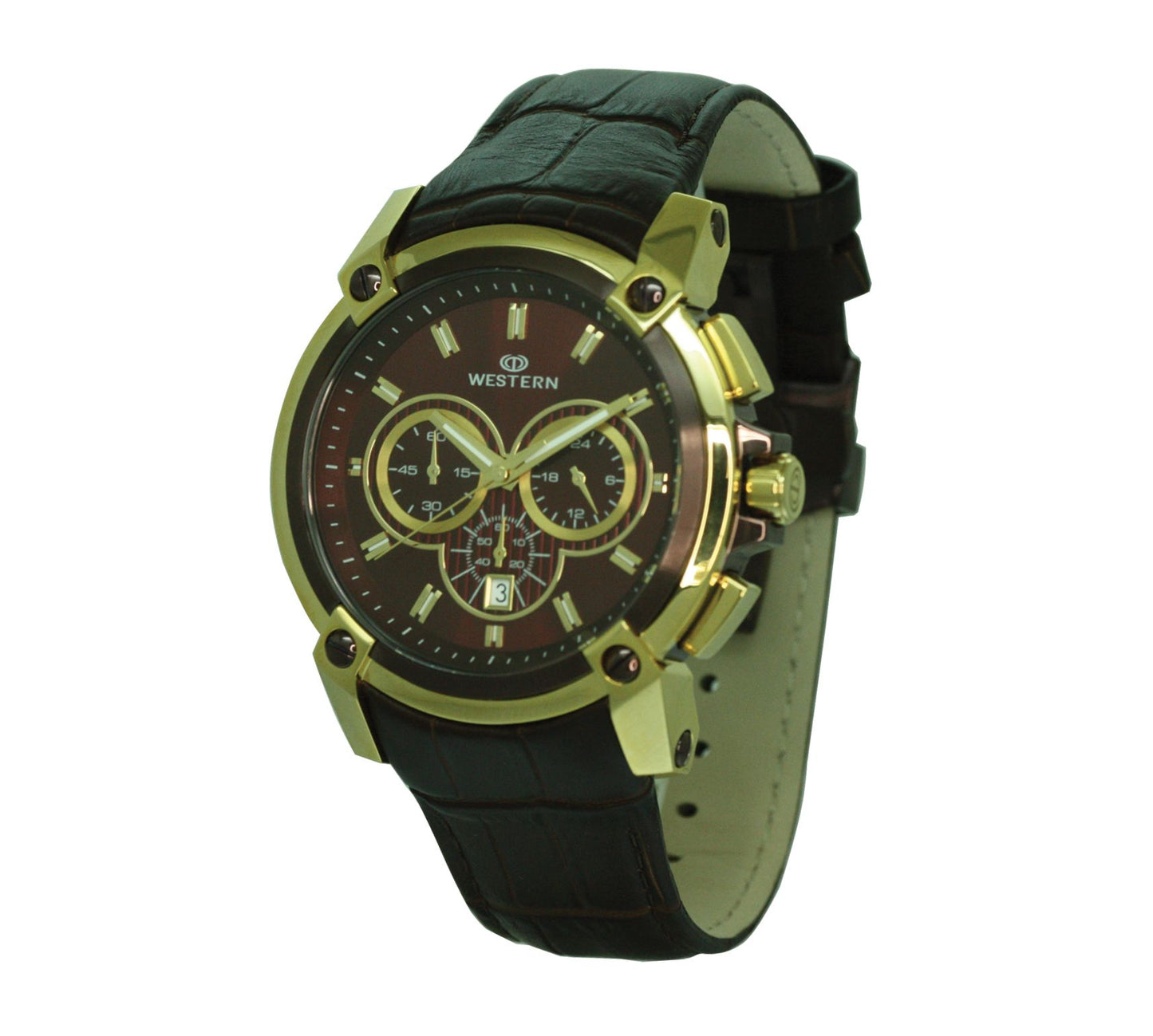 Vergant Series Men's Quartz Analogue Leather Strap Chronograph Watch