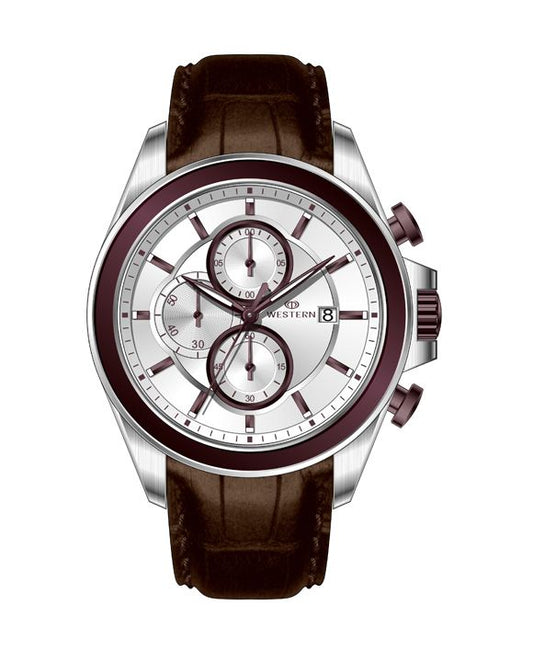 Men's Quartz Analogue Leather Strap Chronograph Watch