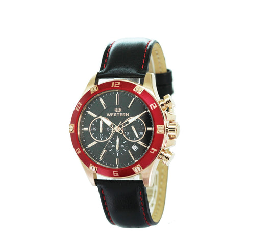 Men's Leather Strap Chronograph Watch