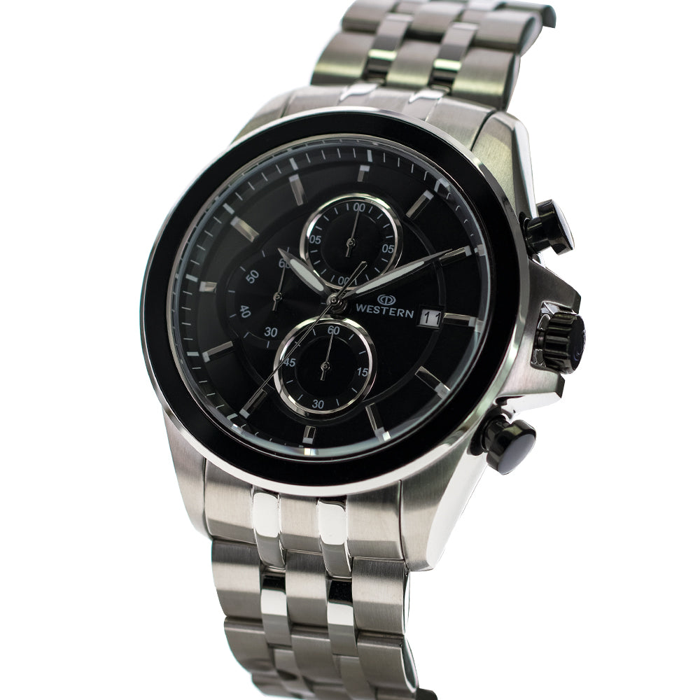 Men's Quartz Analogue Stainless-Steel Bracelet Chronograph Watch