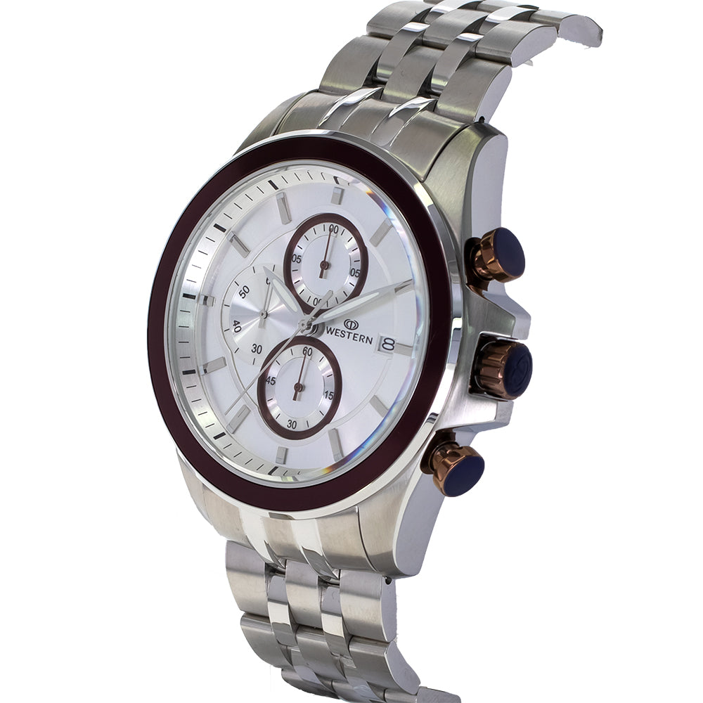 Men's Quartz Analogue Stainless-Steel Bracelet Chronograph Watch