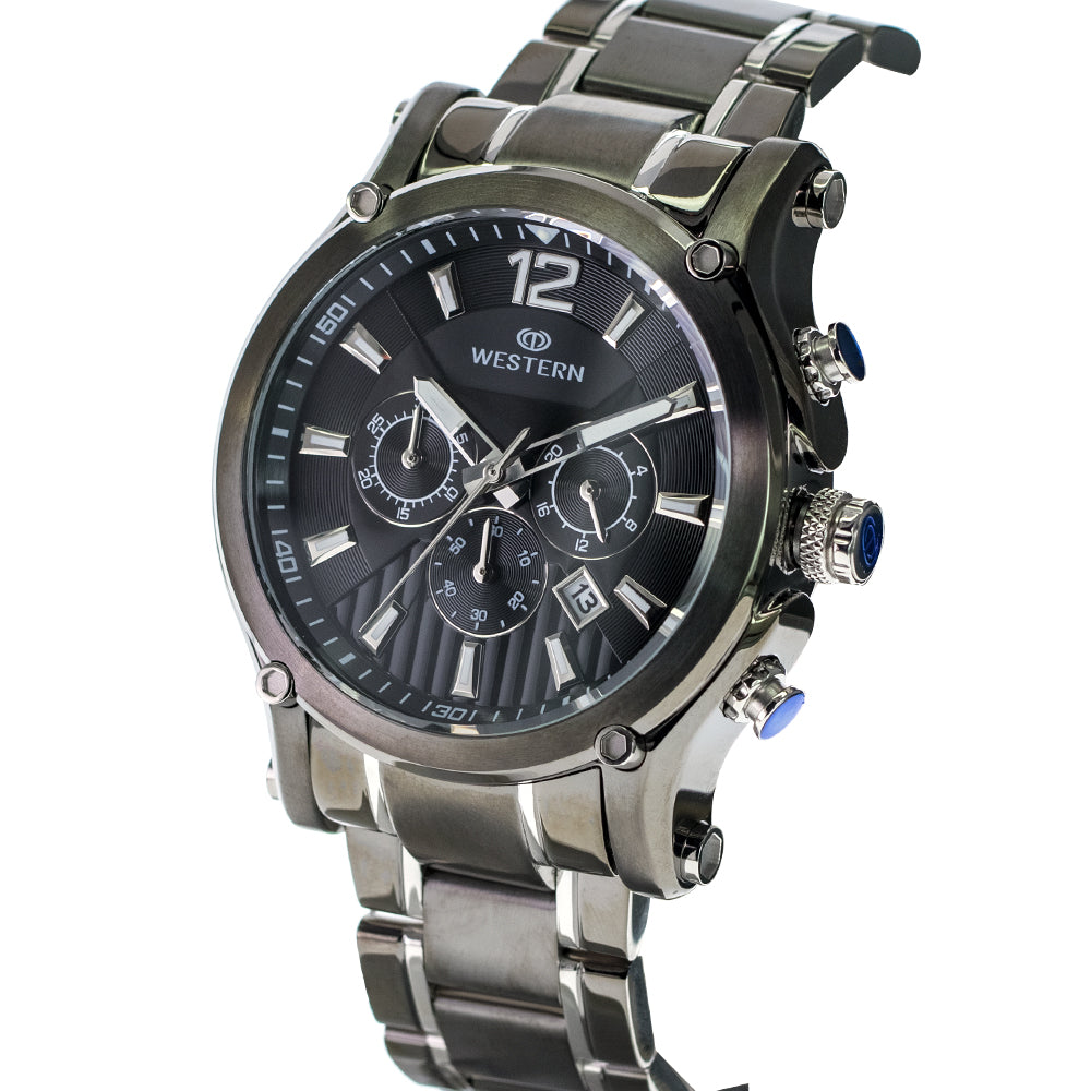 Men's Quartz Analogue Stainless-Steel Bracelet Chronograph Watch