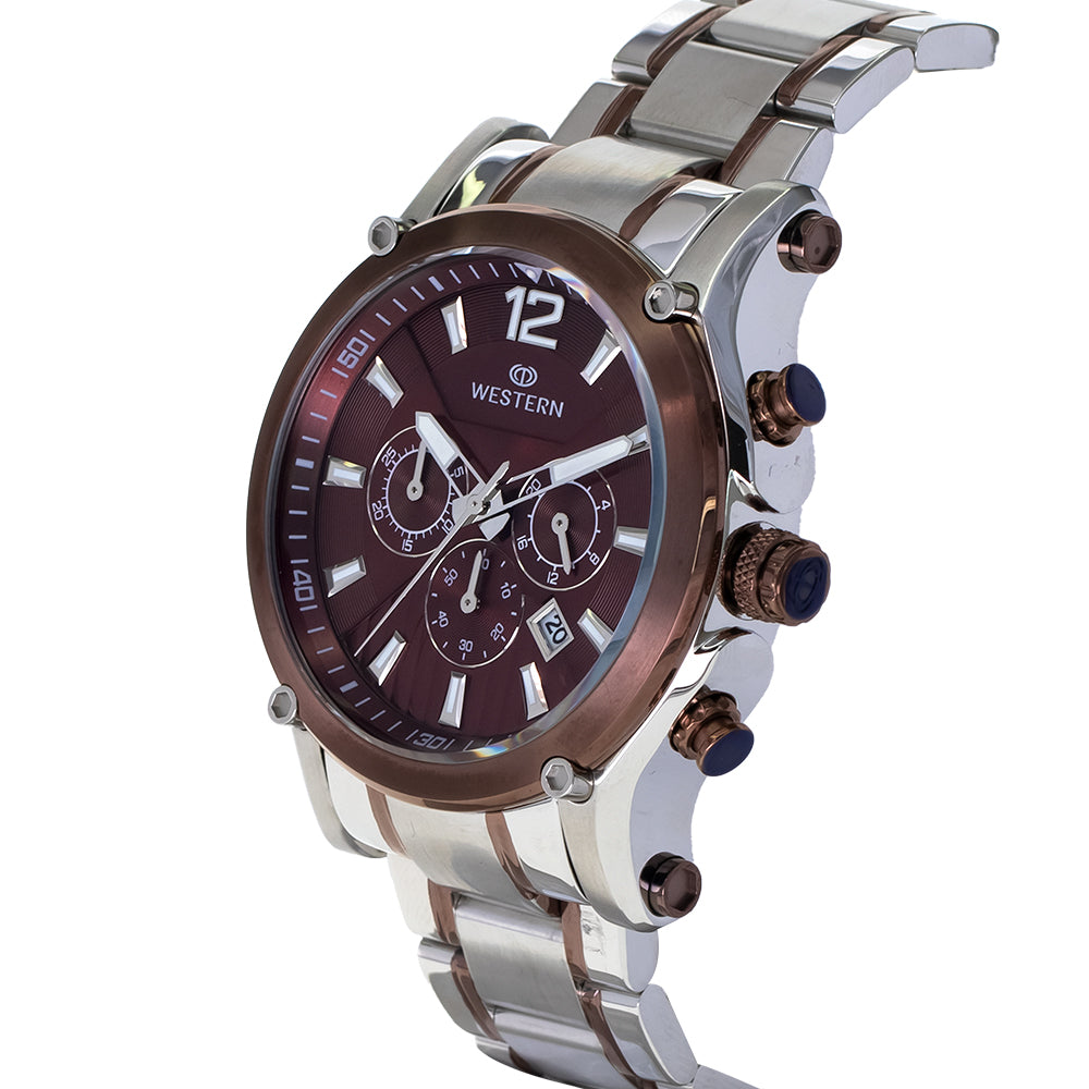 Men's Quartz Analogue Stainless-Steel Bracelet Chronograph Watch